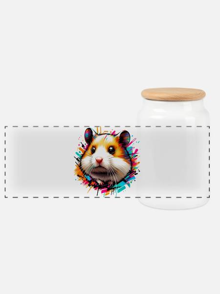 Hamster - Panorama Keksdose mit Holzdeckel - Weiß