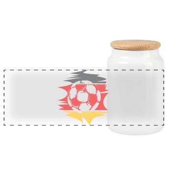 Fußball Illustration Deutschland Ball Grafik Logo - Panorama Keksdose mit Holzdeckel - Weiß - Vorne