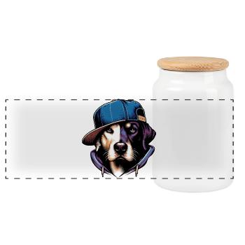 Hund - Panorama Keksdose mit Holzdeckel - Weiß - Vorne