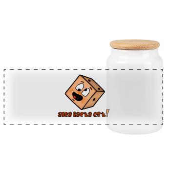 Die Würfel sind gefallen - Lustiges Emoticon  - Panorama Keksdose mit Holzdeckel - Weiß - Vorne