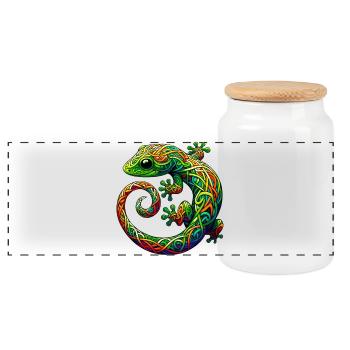 Gecko - Boîte à biscuits avec couvercle en bois - blanc - Devant