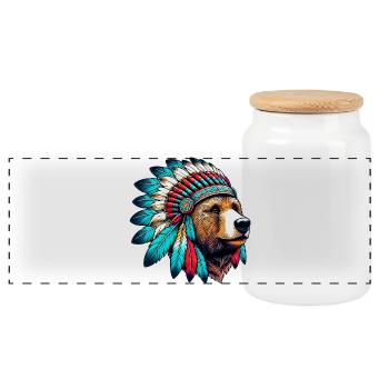 Ours amérindien Peaux-rouges d’Amérique - Boîte à biscuits avec couvercle en bois - blanc - Devant