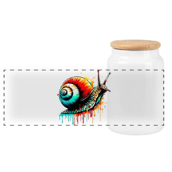 Snail - Panoramic Cookie Jar with Wooden Lid - white - Front