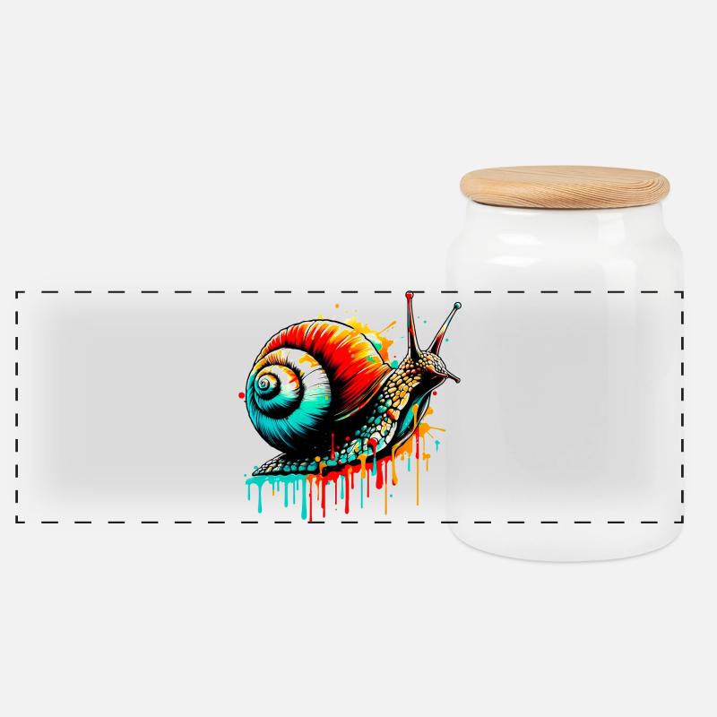 Schnecke - Panorama Keksdose mit Holzdeckel - Weiß