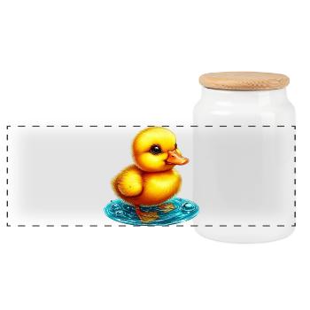 Caneton Canard Canard Canard - Boîte à biscuits avec couvercle en bois - blanc - Devant