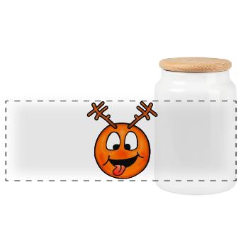 Émoticône de cerf fou drôle - Boîte à biscuits avec couvercle en bois - blanc - Devant