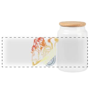Tuba players - Panoramic Cookie Jar with Wooden Lid - white - Front