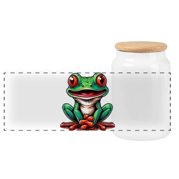 Grenouille - Boîte à biscuits avec couvercle en bois - blanc - Devant
