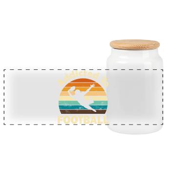 Football américain - Boîte à biscuits avec couvercle en bois - blanc - Devant