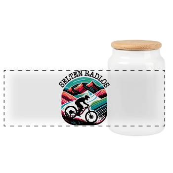 downhill radsport radfahren sport spruch - Panorama Keksdose mit Holzdeckel - Weiß - Vorne