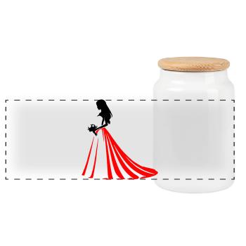 Mariée - Boîte à biscuits avec couvercle en bois - blanc - Devant