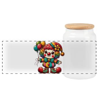 Couleurs gaies : Votre clown coloré pour la bonne humeur - Boîte à biscuits avec couvercle en bois - blanc - Devant