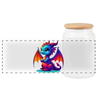 Dragon - Boîte à biscuits avec couvercle en bois - blanc - Devant