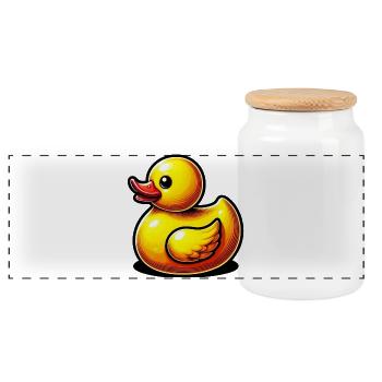 Caneton Canard Canard Canard - Boîte à biscuits avec couvercle en bois - blanc - Devant