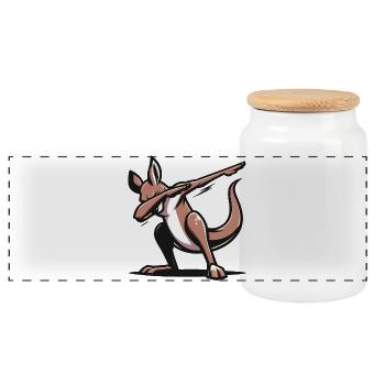 Dabbing Kangaru - Panoramic Cookie Jar with Wooden Lid - white - Front