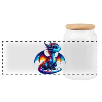 Dragon - Panoramic Cookie Jar with Wooden Lid - white - Front