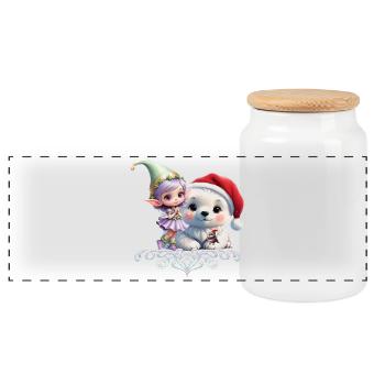 Des amis dans un monde fantastique - Boîte à biscuits avec couvercle en bois - blanc - Devant