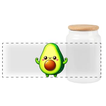 Avocat - Boîte à biscuits avec couvercle en bois - blanc - Devant