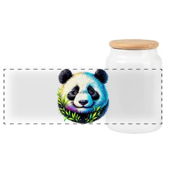 Panda - Panorama Keksdose mit Holzdeckel - Weiß - Vorne