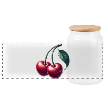 Cerises en forme de cœur : l’amour en pleine forme - Boîte à biscuits avec couvercle en bois - blanc - Devant