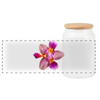 Phalaenopsis Joy Fairy Tale peloric Orchid Blossom - Panoramic Cookie Jar with Wooden Lid - white - Front