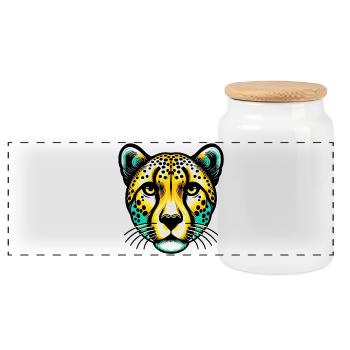 Guépard - Boîte à biscuits avec couvercle en bois - blanc - Devant