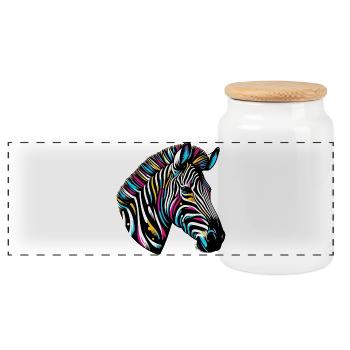 Zebra - Panorama Keksdose mit Holzdeckel - Weiß - Vorne