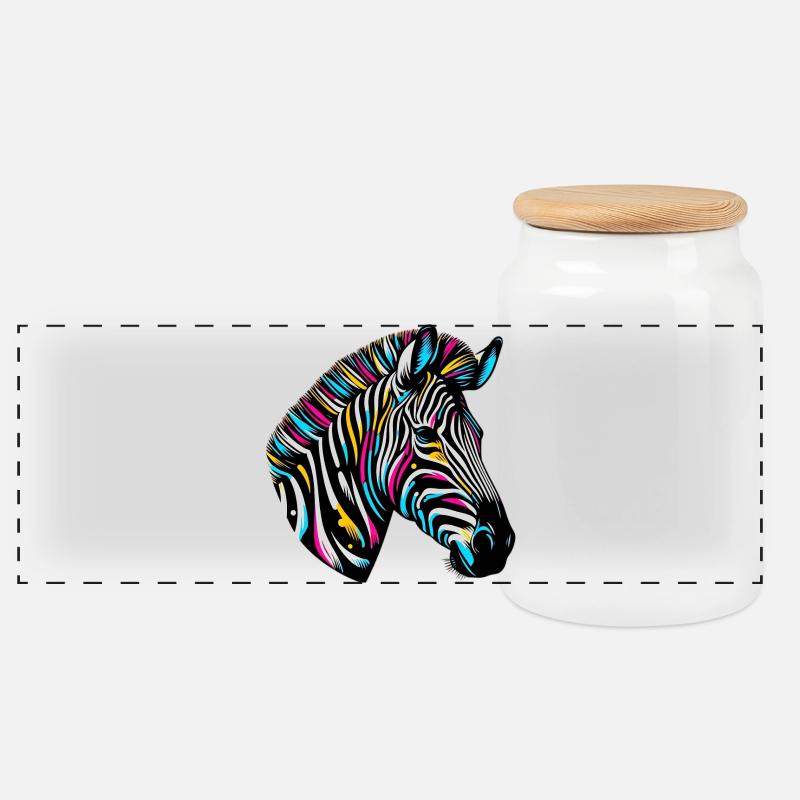 Zebra - Panorama Keksdose mit Holzdeckel - Weiß