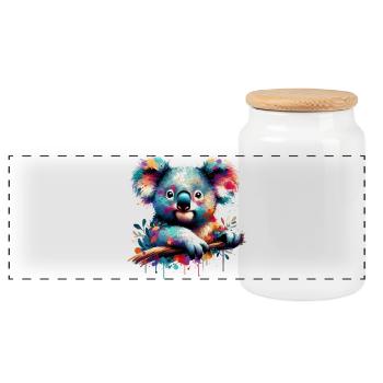 Koala - Panoramic Cookie Jar with Wooden Lid - white - Front