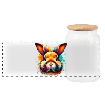 Lapin - Boîte à biscuits avec couvercle en bois - blanc - Devant