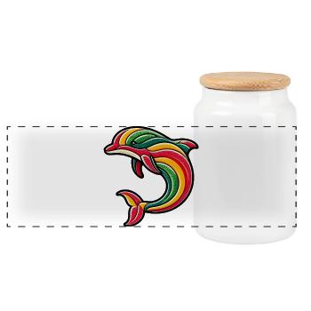 Dauphin - Boîte à biscuits avec couvercle en bois - blanc - Devant