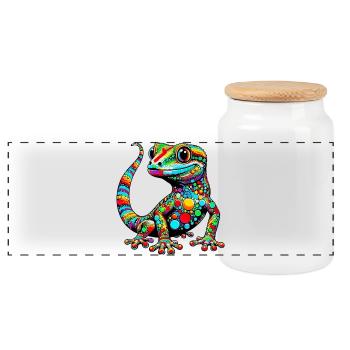 Gecko - Panorama Keksdose mit Holzdeckel - Weiß - Vorne