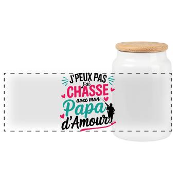 Chasse avec Papa d'Amour ❤️ - Boîte à biscuits avec couvercle en bois - blanc - Devant