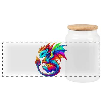 Dragon - Panoramic Cookie Jar with Wooden Lid - white - Front
