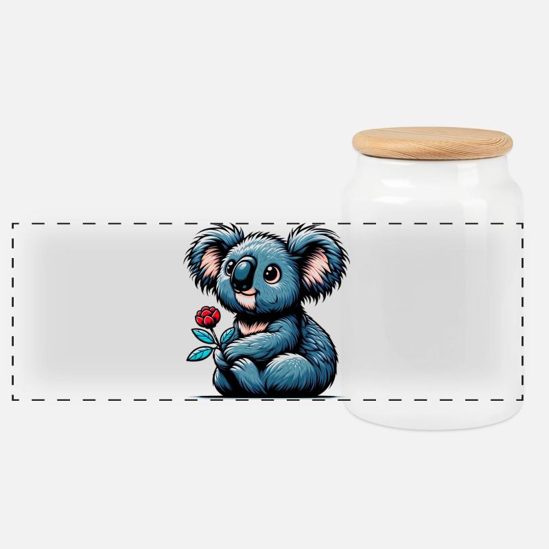 Koala - Panorama Keksdose mit Holzdeckel - Weiß