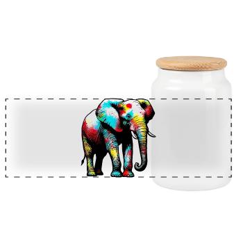 Éléphant - Boîte à biscuits avec couvercle en bois - blanc - Devant