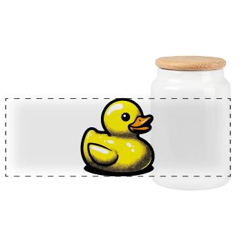 Caneton Canard Canard Canard - Boîte à biscuits avec couvercle en bois - blanc - Devant