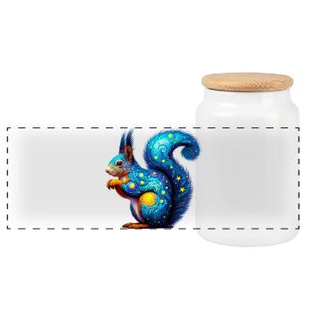 Squirrel - Panoramic Cookie Jar with Wooden Lid - white - Front