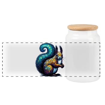 Squirrel - Panoramic Cookie Jar with Wooden Lid - white - Front
