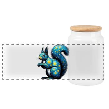 Squirrel - Panoramic Cookie Jar with Wooden Lid - white - Front