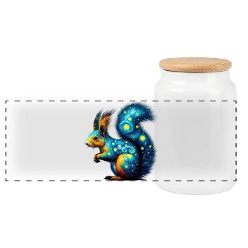 Squirrel - Panoramic Cookie Jar with Wooden Lid - white - Front