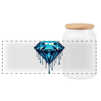 Diamant - Panorama Keksdose mit Holzdeckel - Weiß - Vorne