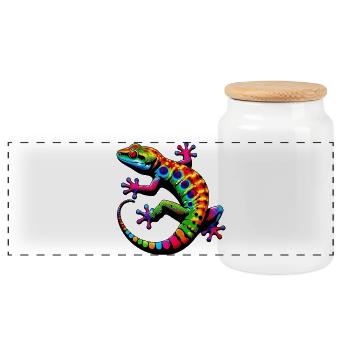 Gecko - Boîte à biscuits avec couvercle en bois - blanc - Devant