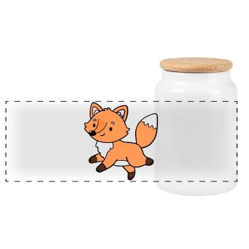 Fox Foxes - Panoramic Cookie Jar with Wooden Lid - white - Front