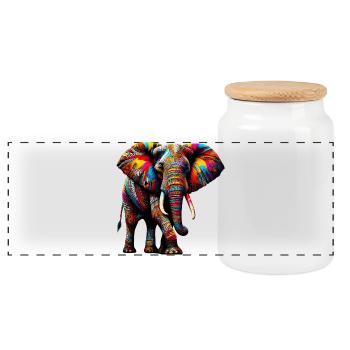 Éléphant - Boîte à biscuits avec couvercle en bois - blanc - Devant