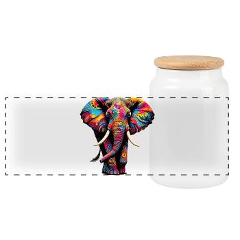 Éléphant - Boîte à biscuits avec couvercle en bois - blanc - Devant