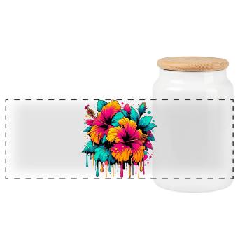 Fleurs d’hibiscus - Boîte à biscuits avec couvercle en bois - blanc - Devant