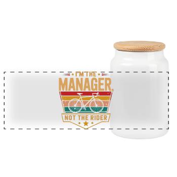 I’m the Manager Bicycle - Panoramic Cookie Jar with Wooden Lid - white - Front