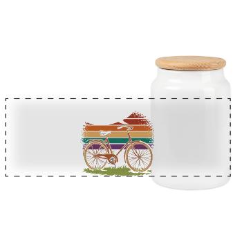 Firmenfahrrad-Enthusiast Vintage-Design - Panorama Keksdose mit Holzdeckel - Weiß - Vorne