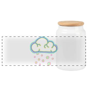 Pastel cloud and snow - Panoramic Cookie Jar with Wooden Lid - white - Front